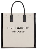 Saint Laurent Rive Gauche North/South Tote White Linen/Black Saint Laurent Rive Gauche North/South Tote White Linen/Black