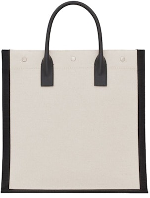 Saint Laurent Rive Gauche North/South Tote White Linen/Black Order Saint Laurent Rive Gauche North/South Tote White Linen/Black