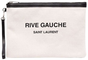 Saint Laurent Rive Gauche Zipped Pouch Off White/Black Saint Laurent Rive Gauche Zipped Pouch Off White/Black