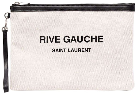 Saint Laurent Rive Gauche Zipped Pouch Off White/Black Buy Saint Laurent Rive Gauche Zipped Pouch Off White/Black