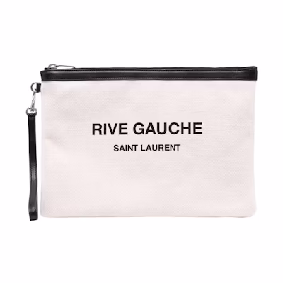 Saint Laurent Rive Gauche Zipped Pouch Off White/Black