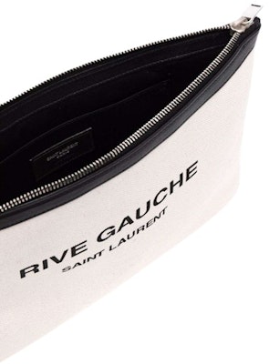 Saint Laurent Rive Gauche Zipped Pouch Off White/Black Lookbook Saint Laurent Rive Gauche Zipped Pouch Off White/Black