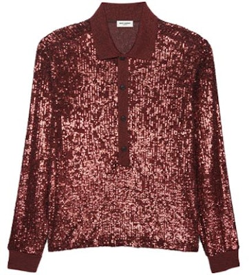 サンローラン スパンコール刺繍 長袖 レッド ポロシャツ メンズ 686534Y36OD6420 Order サンローラン スパンコール刺繍 長袖 レッド ポロシャツ メンズ 686534Y36OD6420