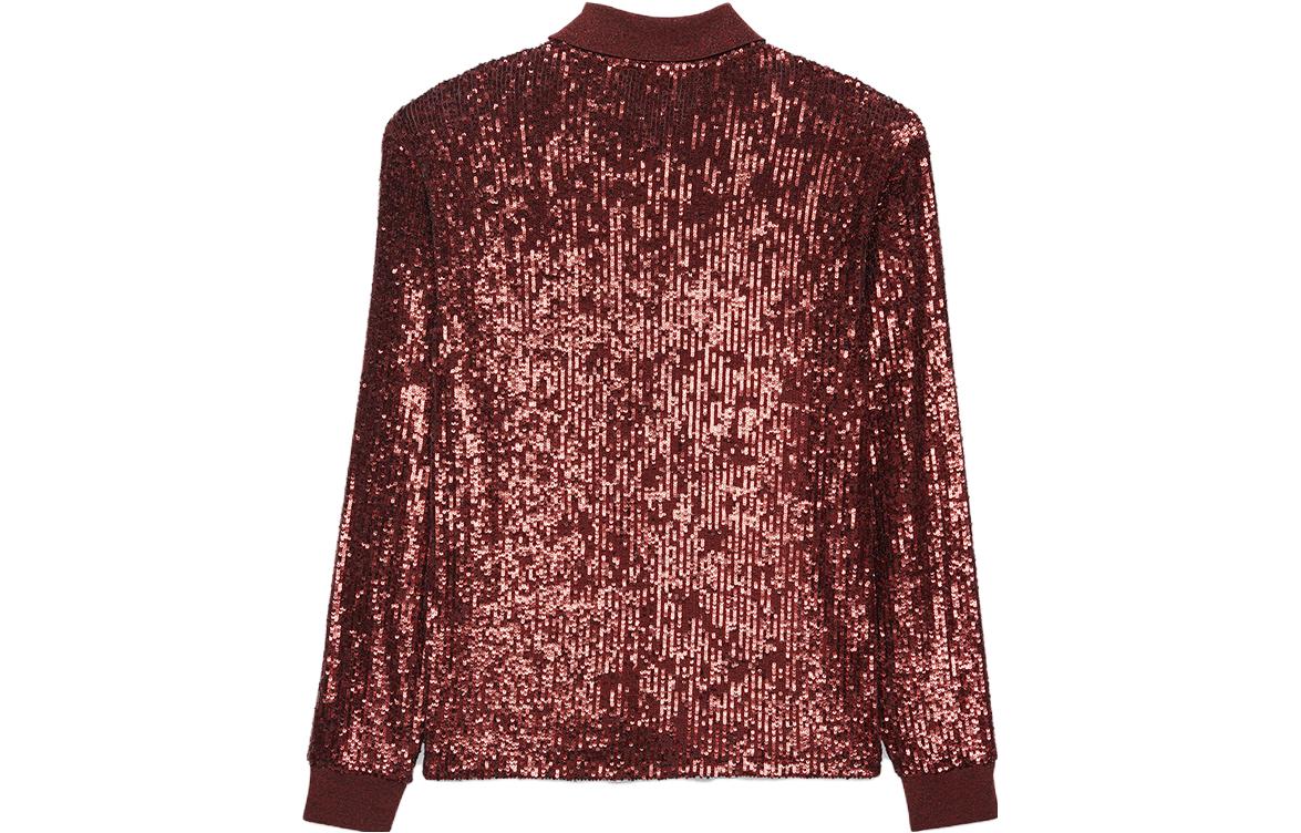 Lookbook 생로랑 남성 스팽글 자수 긴팔 레드 폴로 셔츠 686534Y36OD6420