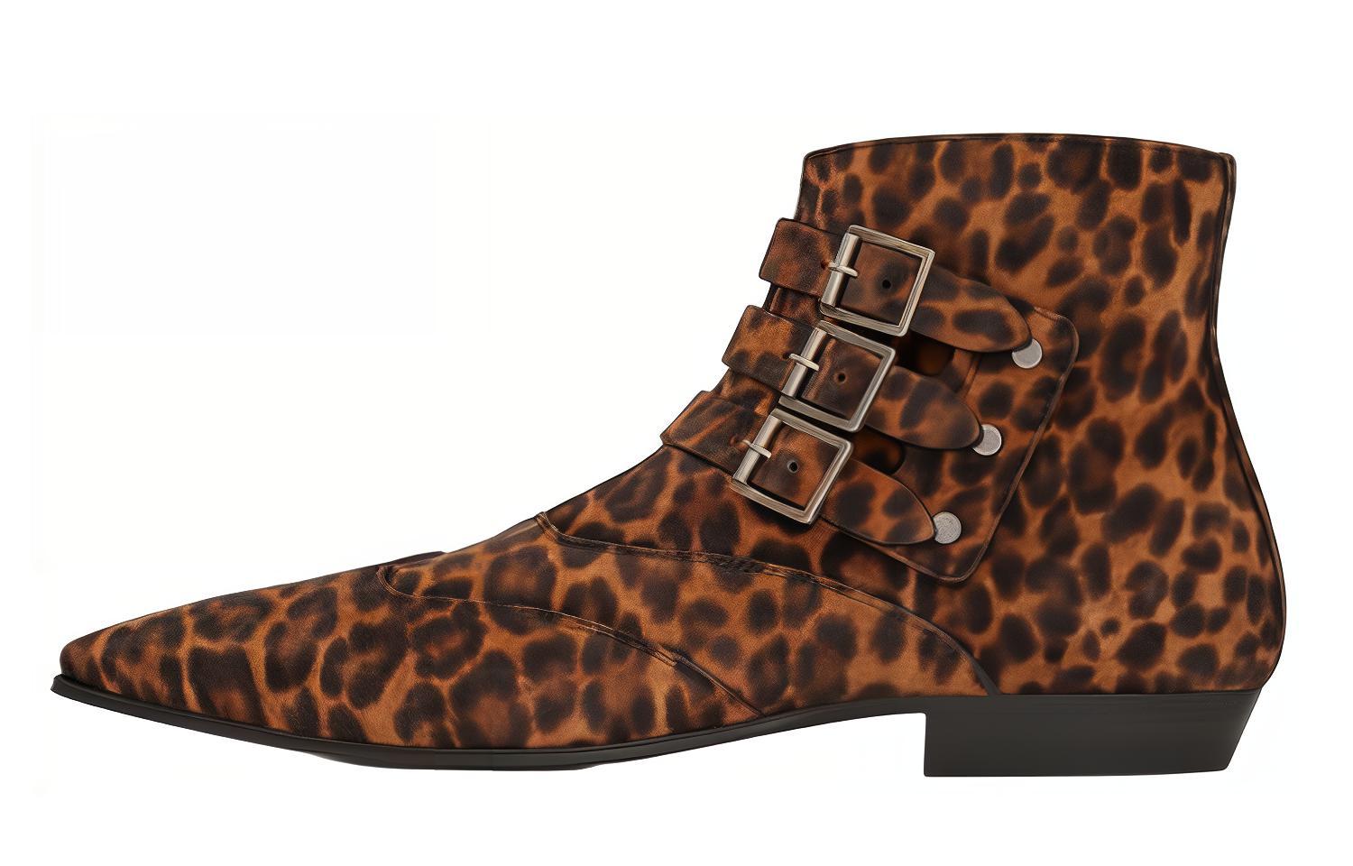 Saint Laurent Short Boot 'Leopard Print Brown' 6872391FL002198