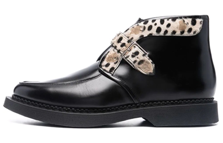 Saint Laurent Short Boots 'Teddy Leopard Print Buckle - Black' 66759926Y101079
