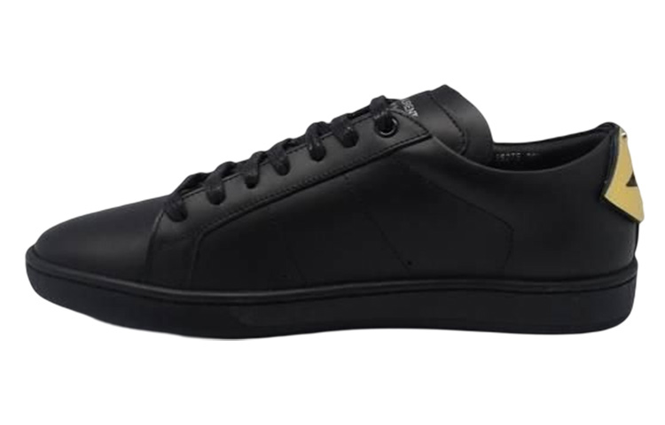 Shop Saint Laurent Baskets Court Classic SL/01 Bas ''Noir Or'' Lèvres Signature 485275-EXV60-8069