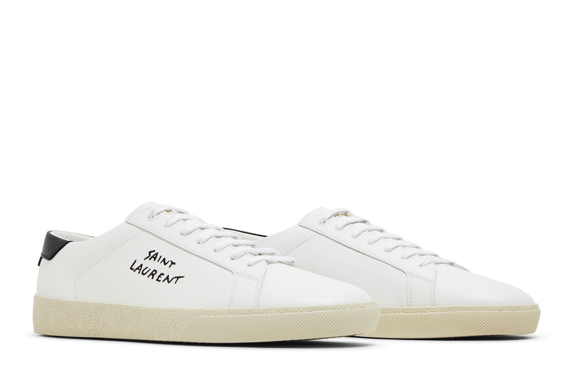 Cheap Saint Laurent SL-06 Court Leder 2023 ''Weiß Schwarz'' 610685-AABEE-9061