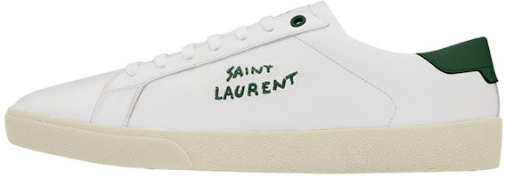 Saint Laurent SL-06 Court Leather 'White Dark Basil' 610685-00NI0-9041 Saint Laurent SL-06 Court Leather 'White Dark Basil' 610685-00NI0-9041
