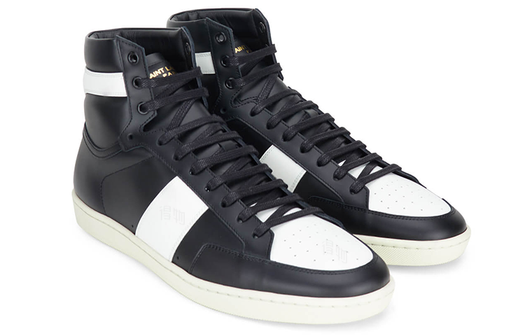 Lookbook Saint Laurent SL-10H Hoge Sneakers ''Zwart Wit'' 418026-0MP30-1090
