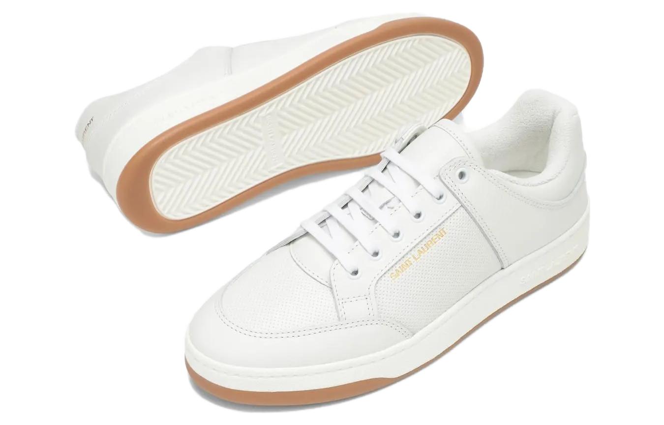 Purchase SAINT LAURENT聖羅蘭 皮革 時尚圓頭 低筒 帆布鞋 男款 白色