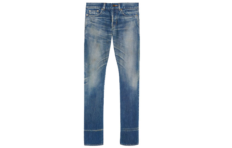 Order SAINT LAURENT Slim Fit Mid-Rise 5-Pocket Jeans Blue 597052Y945Q4983