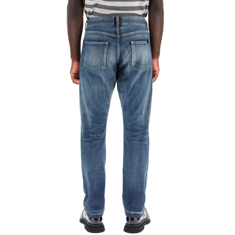 Purchase SAINT LAURENT Slim Fit Mid-Rise 5-Pocket Jeans Blue 597052Y945Q4983