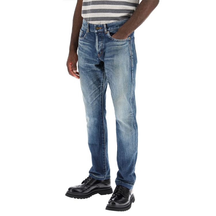 Details for SAINT LAURENT Slim Fit Mid-Rise 5-Pocket Jeans Blue 597052Y945Q4983