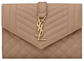 Saint Laurent Small Envelope Wallet In Mix Matlasse Grand de Purse Embossed Leather Dark Beige Saint Laurent Small Envelope Wallet In Mix Matlasse Grand de Purse Embossed Leather Dark Beige
