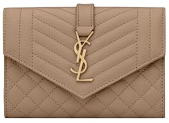 Saint Laurent Small Envelope Wallet In Mix Matlasse Grand de Purse Embossed Leather Dark Beige Buy Saint Laurent Small Envelope Wallet In Mix Matlasse Grand de Purse Embossed Leather Dark Beige