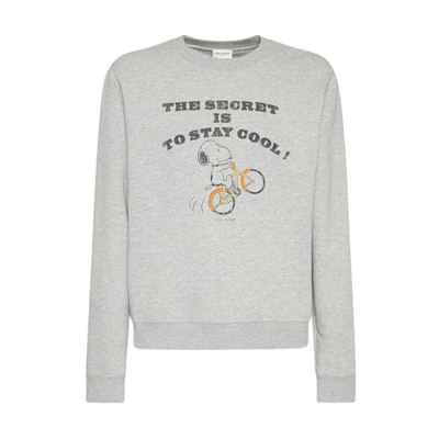 Saint Laurent Snoopy Print Grey Sweatshirt Unisex 664350Y36HT1485
