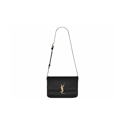 Saint Laurent Solferino Box Leather Satchel Medium Black