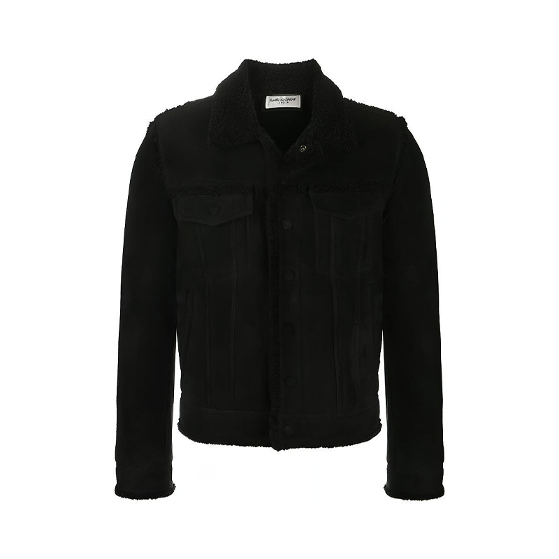 Saint Laurent Solid Black Collared Jacket 635825YC2AA1000
