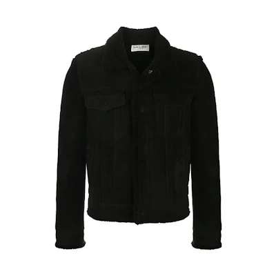 Saint Laurent Solid Black Collared Jacket 635825YC2AA1000