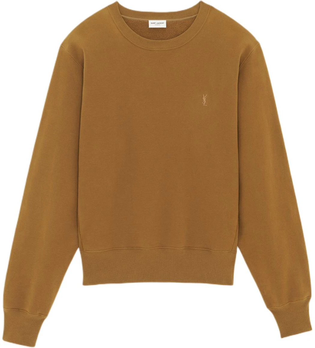 saint-laurent-solid-brown-slim-fit-crew-neck-long-sleeve-sweatshirt-778465-y36-sw-7745