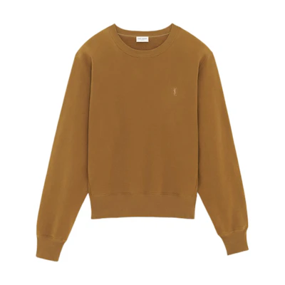 Saint Laurent Solid Brown Slim Fit Crew Neck Long Sleeve Sweatshirt 778465Y36SW7745