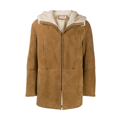 Saint Laurent Solid Color Brown Hooded Jacket 573418YCCT22123