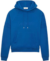 Saint Laurent Solid Color Embroidered Logo Hoodie Mens Blue 732313Y37CG4000 Saint Laurent Solid Color Embroidered Logo Hoodie Mens Blue 732313Y37CG4000