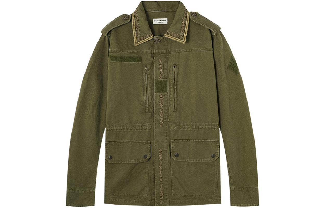 Saint Laurent Solid Color Green Casual Single-Breasted Jacket 560805Y153W2840