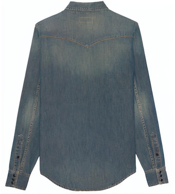 SAINT LAURENT Solid Color Long-Sleeve Button-Up Shirt Blue 597059Y880U4255 Lookbook SAINT LAURENT Solid Color Long-Sleeve Button-Up Shirt Blue 597059Y880U4255