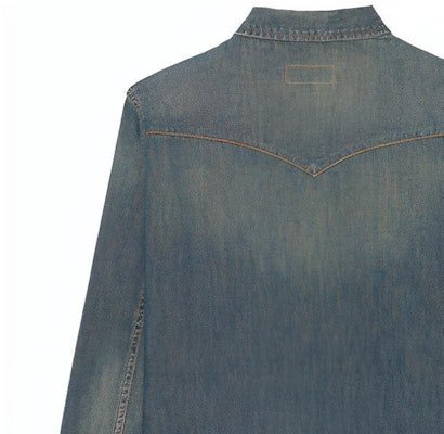 SAINT LAURENT Solid Color Long-Sleeve Button-Up Shirt Blue 597059Y880U4255 Shop SAINT LAURENT Solid Color Long-Sleeve Button-Up Shirt Blue 597059Y880U4255