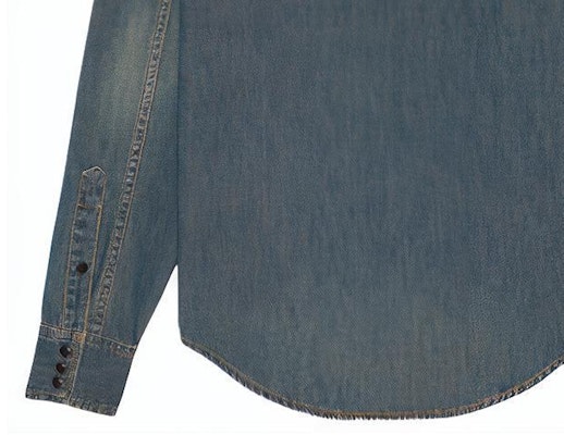 SAINT LAURENT Solid Color Long-Sleeve Button-Up Shirt Blue 597059Y880U4255 Purchase SAINT LAURENT Solid Color Long-Sleeve Button-Up Shirt Blue 597059Y880U4255