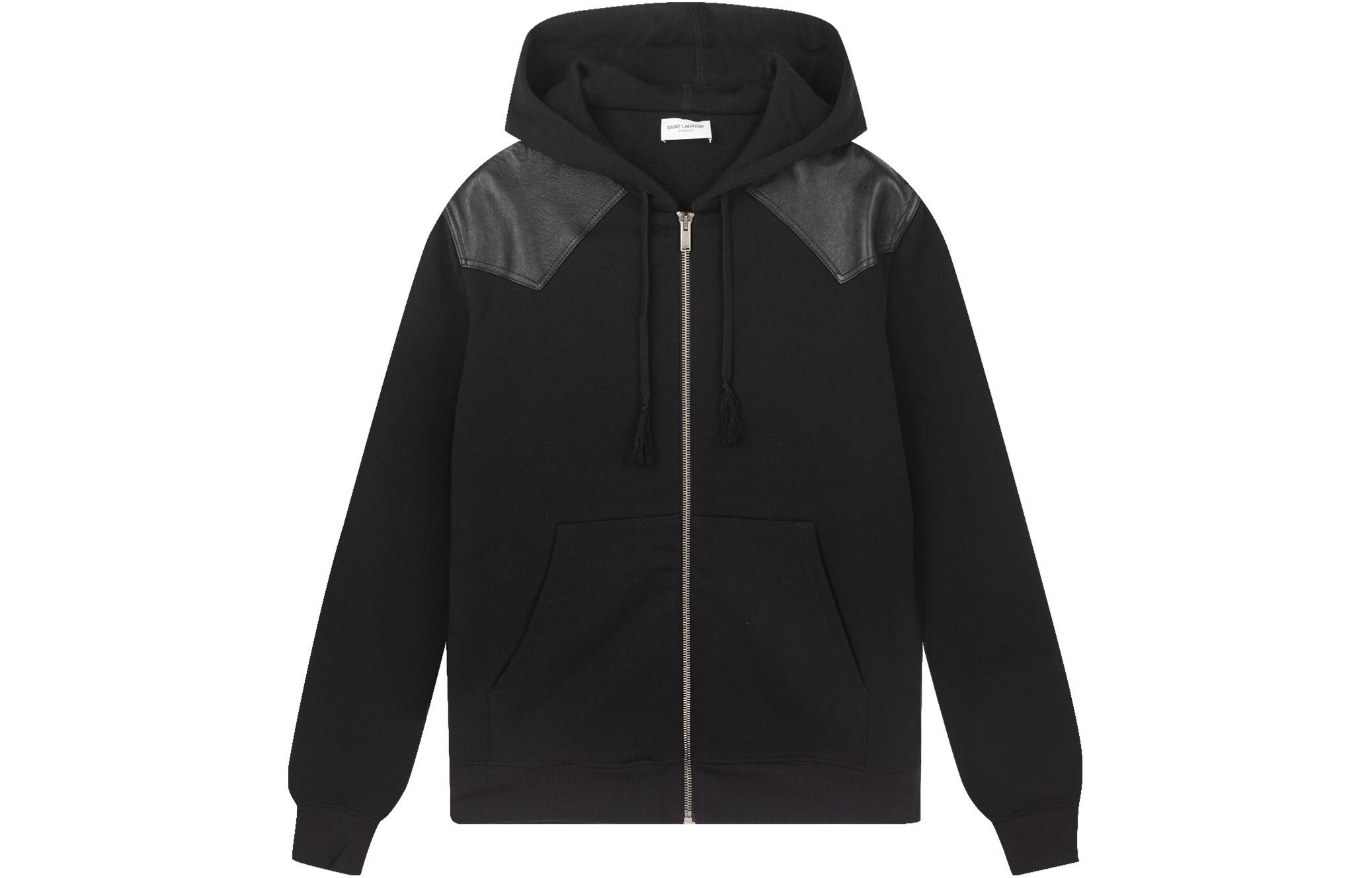 Saint Laurent Solid Color Patchwork Zip-Up Hoodie Jacket Men S71DM0273S30342