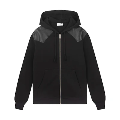 Saint Laurent Solid Color Patchwork Zip-Up Hoodie Jacket Men S71DM0273S30342