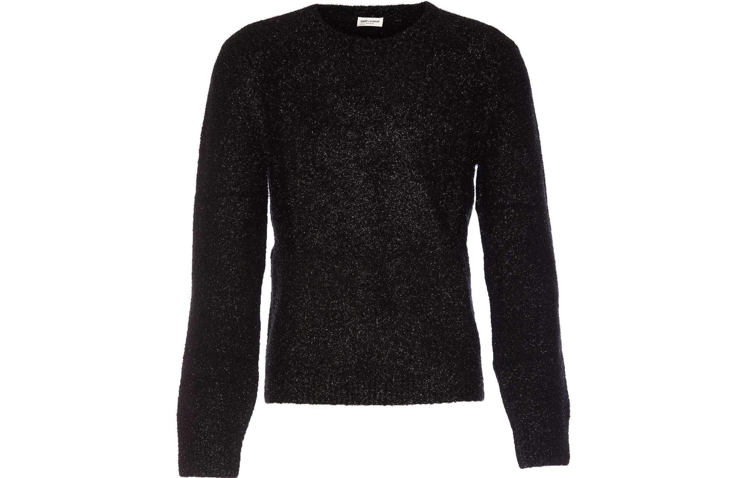 SAINT LAURENT Spot Print Crewneck Cashmere Sweater  Black. 710733Y75RC1001