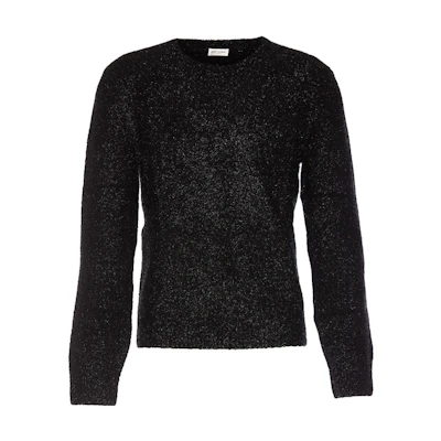 SAINT LAURENT Spot Print Crewneck Cashmere Sweater Black. 710733Y75RC1001