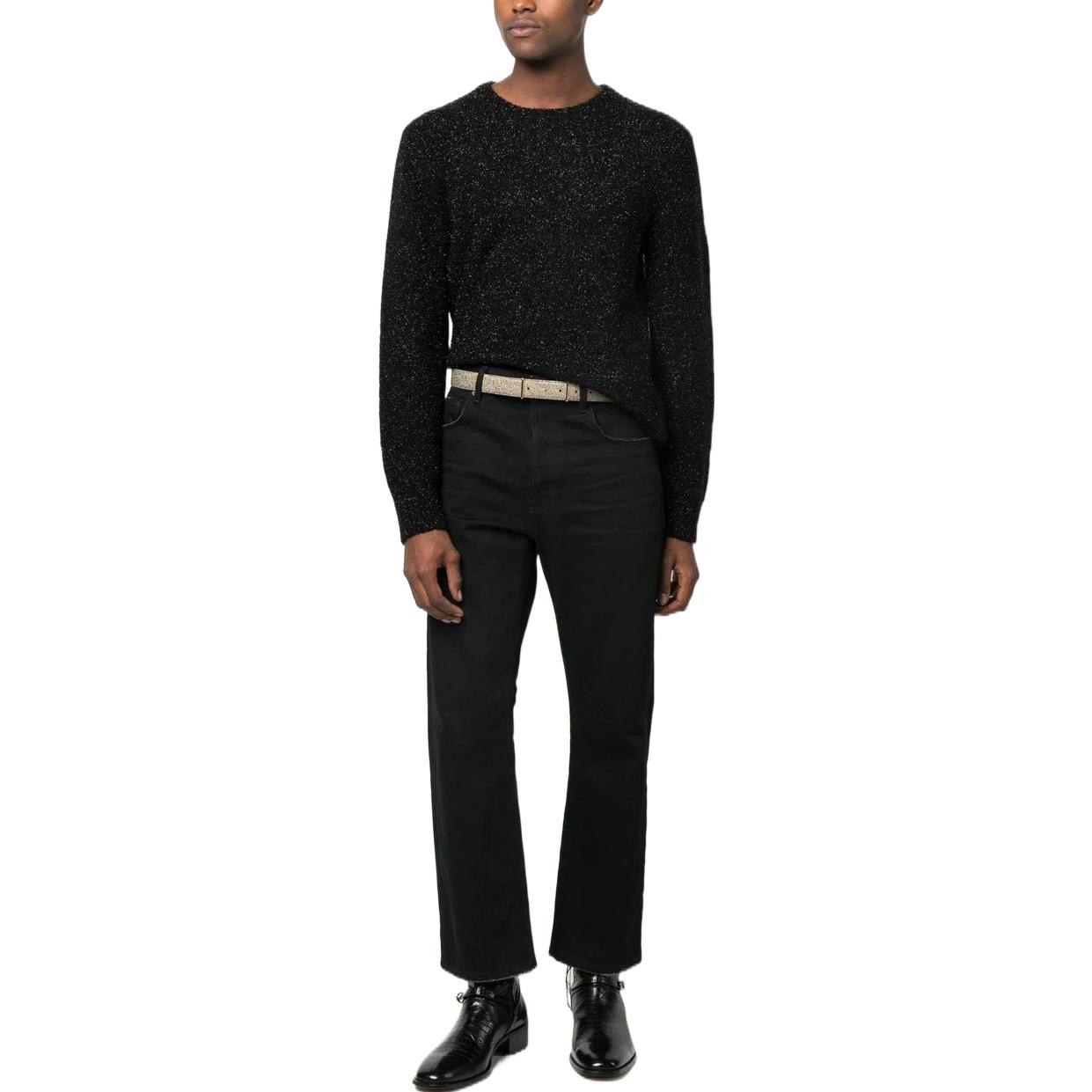 Shop SAINT LAURENT Suéter de Cachemira Negro con Estampado de Lunares. 710733Y75RC1001
