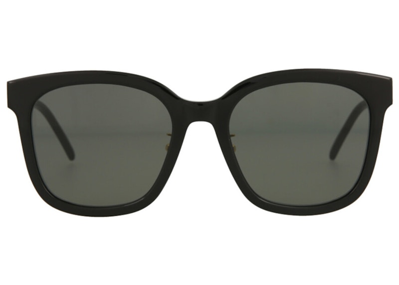 Saint Laurent Square-Frame Acetate Sunglasses Black/Gold/Grey (SLM77K-30009962-002)