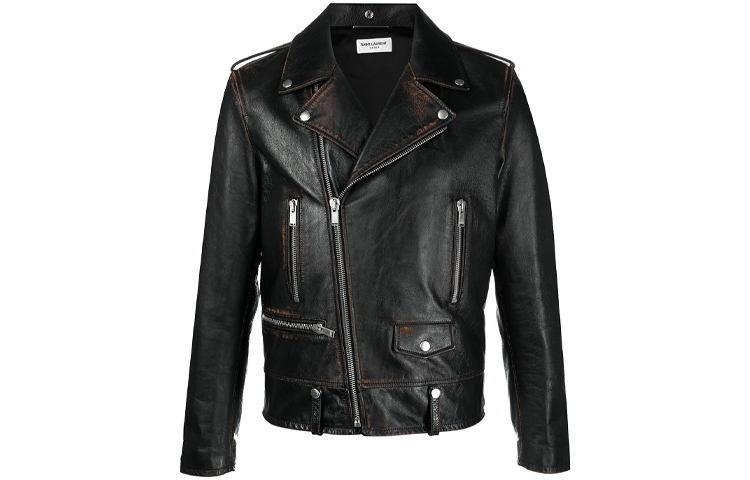 Saint Laurent SS21 Black Leather Multi-Zip Loose-Fit Jacket 484284Y5RD23279