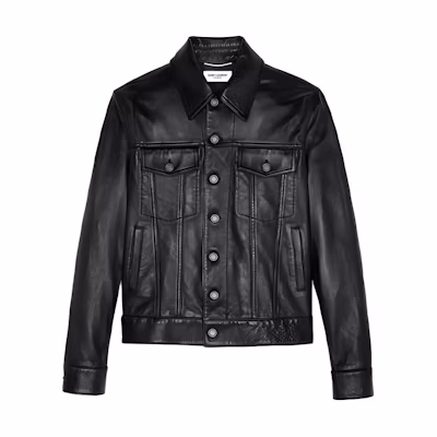 SAINT LAURENT SS21 Black Single-Breasted Leather Jacket 529949YC2OC1000