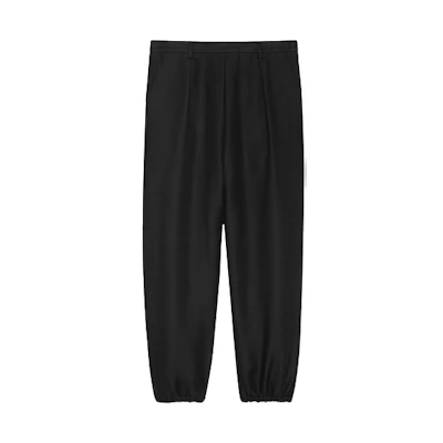 SAINT LAURENT SS21 Black Solid Pleated Wide-Leg Casual Pants 642383Y1C471000