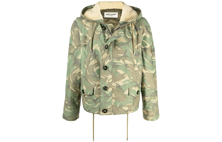 Saint Laurent SS21 Camo Print Hooded Jacket Green 645698Y9B423260
