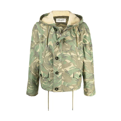 Saint Laurent SS21 Camo Print Hooded Jacket Green 645698Y9B423260