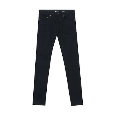 SAINT LAURENT SS21 D02 Skinny Fit Ruched Black Jeans Men 527389YO5001080