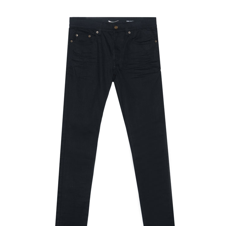 Cheap SAINT LAURENT SS21 D02 Skinny Fit Ruched Black Jeans Men 527389YO5001080