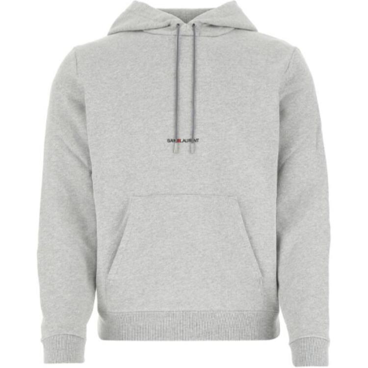 Saint Laurent SS21 Gray Cotton Blend Hooded Sweatshirt Gray 464581YB2OD1403