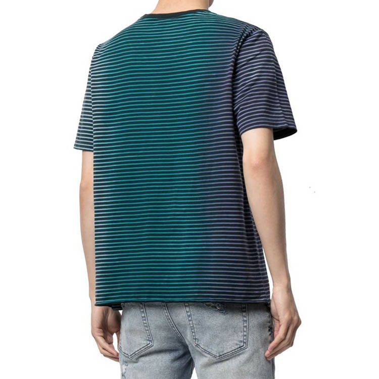 Shop 圣罗兰 SS21 绿色条纹短袖圆领棉质T恤 648360YBYQ21051