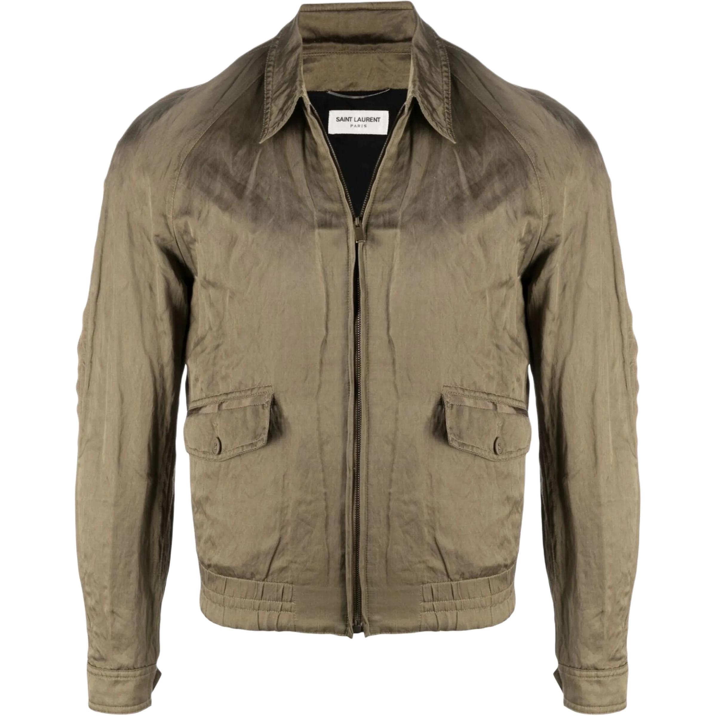 SAINT LAURENT SS21 Metallic Satin Raglan Zip Jacket for Men 637524Y1C173171