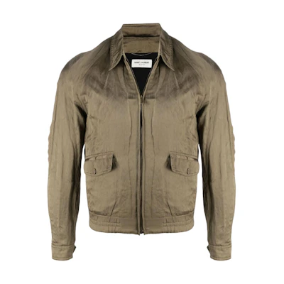 SAINT LAURENT SS21 Metallic Satin Raglan Zip Jacket for Men 637524Y1C173171