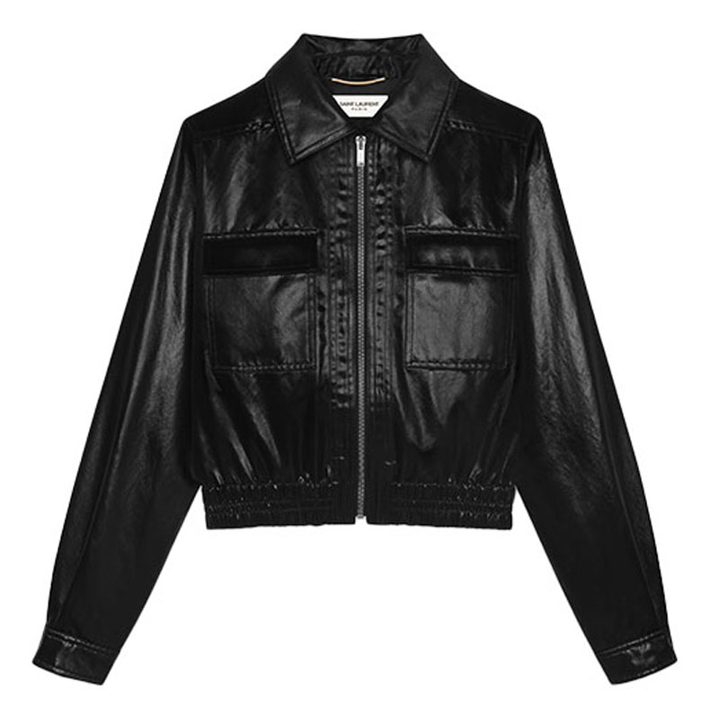 Saint Laurent SS21 Satin Bomber Jacket Unisex Black 658541Y6C711000